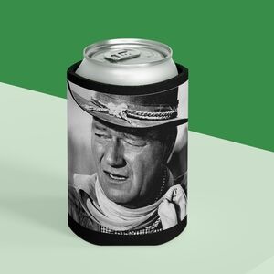 John Wayne Coozie Black and White Cowboy Print Beer/Soda Can Cooler